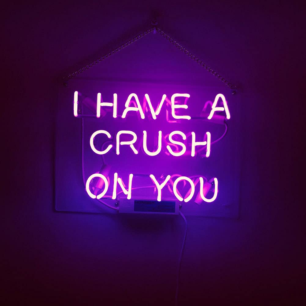 LiQi ™ ' I Have A Crush On You Wedding Neon Sign for Your Wedding Party décor Real Glass Handmade Ne