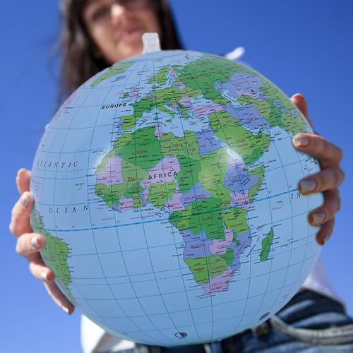 2 Stück Wasserball Aufblasbar,Globus Aufblasbar 16 Zoll,Wasserball Weltkugel,World Globe für Garten Strand Pool Wissenschaft Geographie Bildung