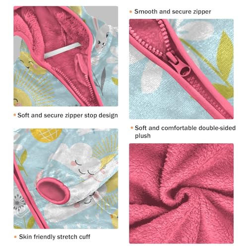 OTVEE Easter Bunny Chicks Kids Hoodie Jacket Fall Spring Full Zip Warm Outwear Coat3