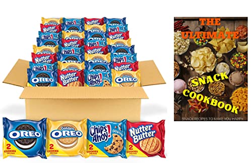 OREO Original, OREO Golden, CHIPS AHOY! & Nutter Butter Cookie Snacks Variety Pack, Holiday Christmas Cookies, 2 Count (Pack of 56)+ E-Book 