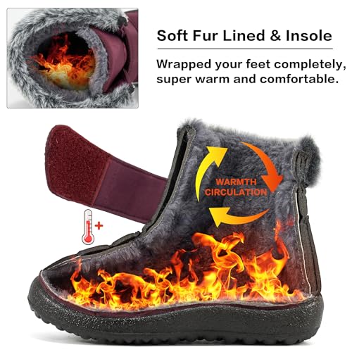 FUDYNMALC Girls Boys Winter Snow Boots - Comfortable Warm Toddler Winter Shoes Waterproof Lightweight Kids Ankle Booties Outdoor Walking3