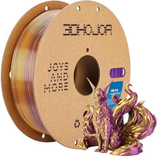 Image of 3DHoJor Silk PLA Filament 1.75mm Purple Gold Dual Color PLA 3D Printer Filament 2 in 1 Coextrusion 1KG Spool(2.2lbs) 3D Printing Filament Dimensional Accuracy + /- 0.03mm Fits for Most FDM 3D Printers