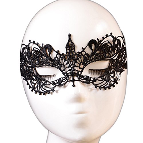BESSKY Party Masquerade,Chrismas Lady Black Lace Floral Eye Mask Venetian Fancy Party Dress Masquerade ((A))