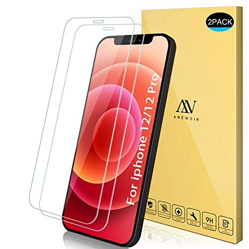 ANEWSIR Cristal Templado para IP 12/ IP 12 Pro Protector de Pantalla, IP 12/12 Pro Protector Pantalla, [2 Pack] [9H Dureza] [Alta Definicion]