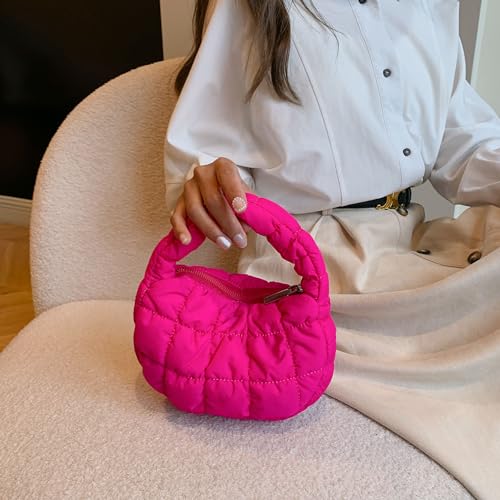 Image of Quilted MINI Handbag and Purses Women Puffer Nylon Hobo Cotton Padded Purse Work Travel Lightweight