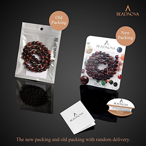 Image of BEADNOVA 8mm Red Tiger Eye Gemstone Round Loose Beads for Jewelry Making (45-48pcs)