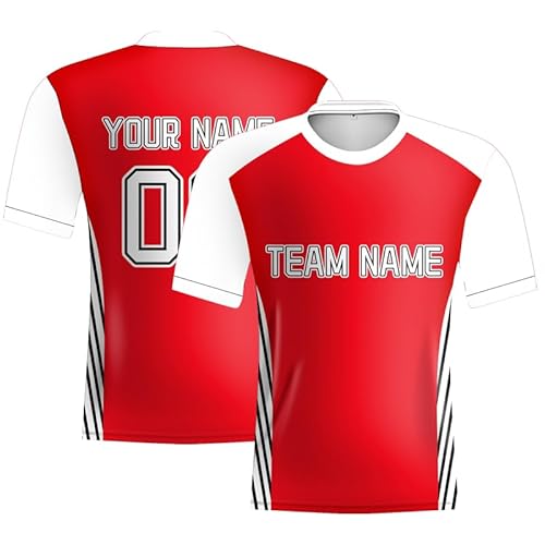Davcielaora Kit de camiseta de fútbol personalizado para hombres/mujeres/niños, 24/25, camisetas de casa, ropa deportiva, camisetas clásicas rojas y blancas, Rojo Blanco - 2 camisetas, S