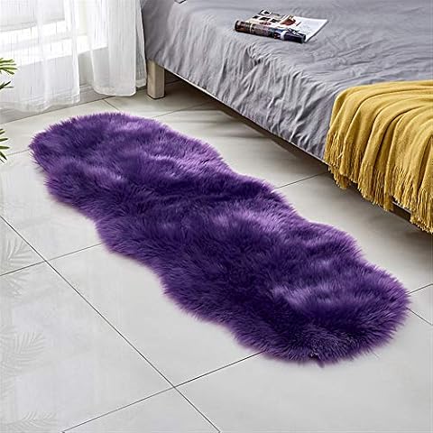 Gqiu Super Soft Faux Fur Sheepskin Rug Fluffy Area Rugs Anti-Skid Carpet for Living Room Bedroom Sofa Nursery Rugs Faux Fleece Chair Cover Seat Pad Floor Mat,purple,60 * 90cm Cover