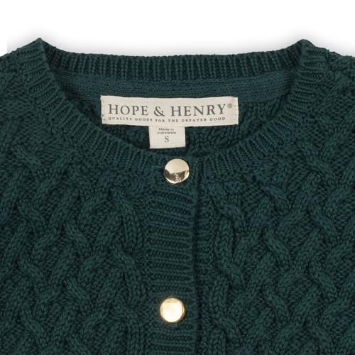 Image of Hope & Henry Girls' Long Sleeve Fancy Cardigan Sweater with Stripe Trim