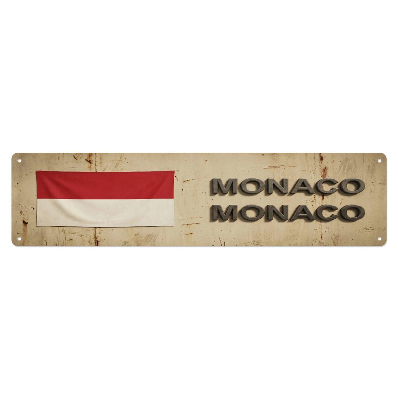 Vintage Monaco Monaco Flag Decor Rustic Travel Metal Tin Sign