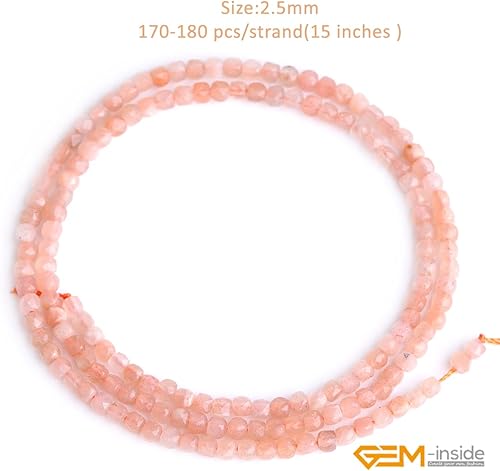 Miniatura 2 de GEM-Inside - Cuentas espaciadoras pequeñas de cuarzo con piedra lunar naranja natural de 0.5 pulgadas, cuentas espaciadoras de chakras, cuentas para