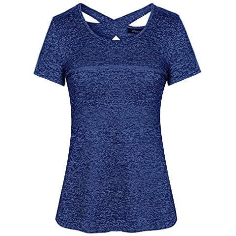 iClosam Women's Short Sleeve Yoga T-Shirt Cover