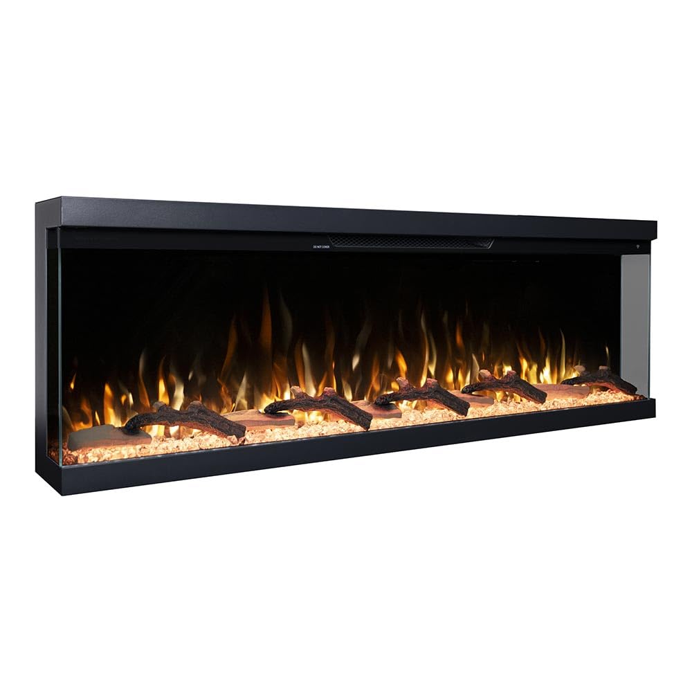 Modern Ember Skyline 60 Inch Linear Multi-Sided 3D Wi-Fi Smart Electric Fireplace - 1,000+ Flame & Ember Bed Color Combinations, Fully or Partially Recessed | Works with Alexa and Google Assistant