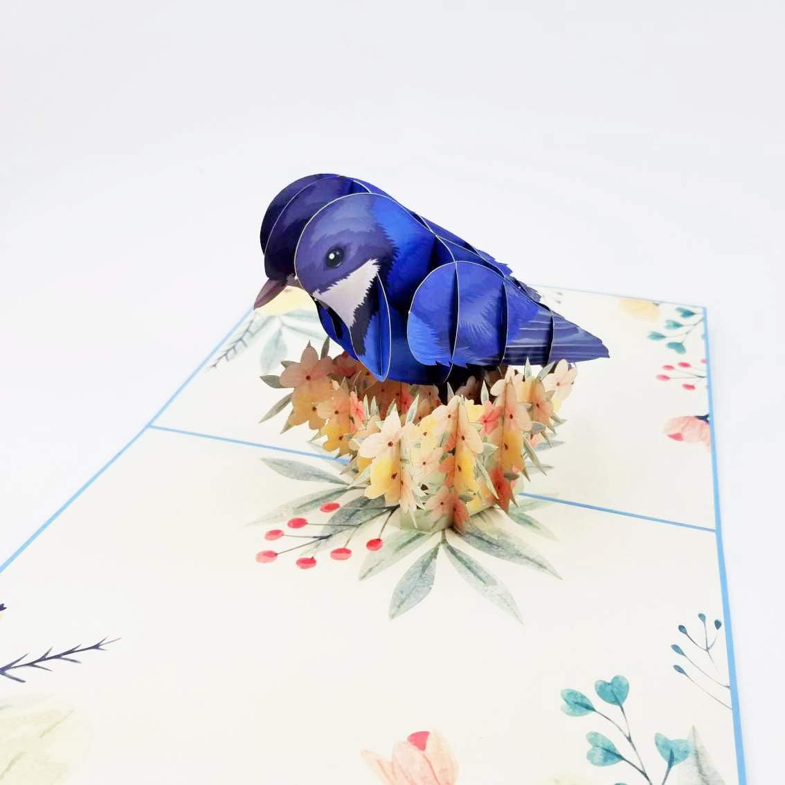 Amazon POP CARD EXPRESS ブルージェイバード ポップアップバースデーカード 息子、娘、妻、友人、自然、野生動物