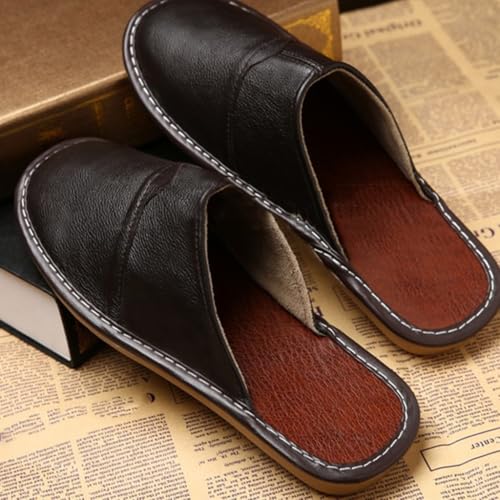 XUEMML Leather Slippers Men Summer Indoor Outdoor， Sandals Men Slides Leather For Home Bedroom Office Living Room Leather Slippers Gift2