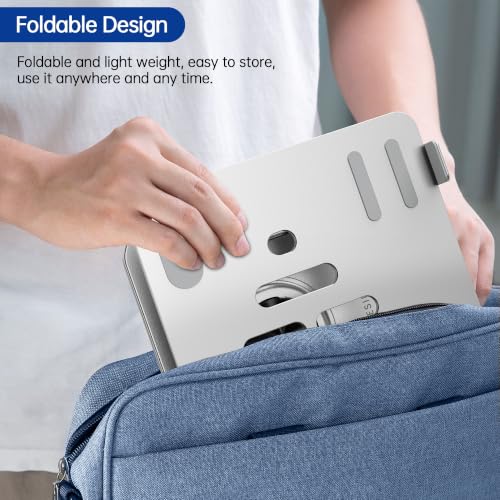 Image of BESIGN Laptop Stand with 360 Rotating Base, Ergonomic Adjustable Notebook Riser, Foldable Computer Holder Compatible with 10-14 inch Laptops, LS11 Silver