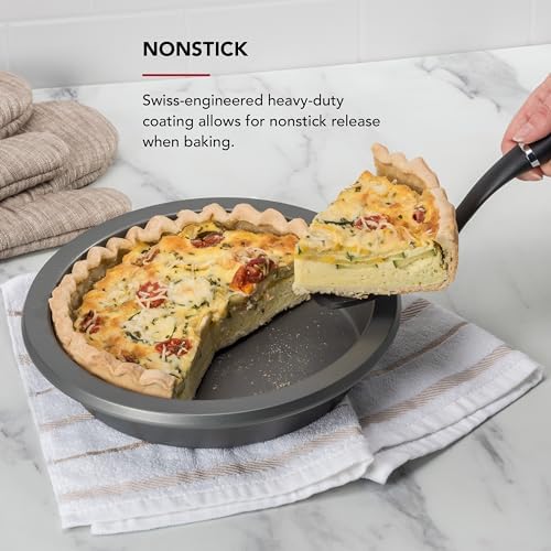 KitchenAid Nonstick Swiss Engineered Aluminized Steel Round Cake Pan, Dishwasher Safe, 9 Inch, Contour Silver