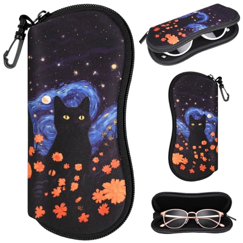 Image of Sunglasses Case with Belt Clip, Ultra Light Neoprene Zipper Soft Padded Glasses Case for Women Men