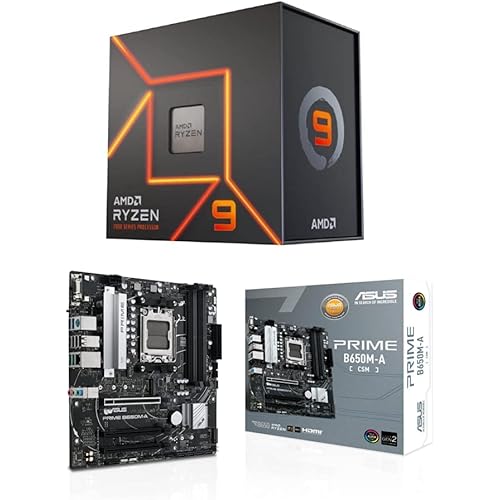 AMD Ryzen™ 9 7950X 16-Core, 32-Thread Unlocked Desktop Processor & ASUS Prime B650M-A-CSM Micro-ATX Commercial Motherboard