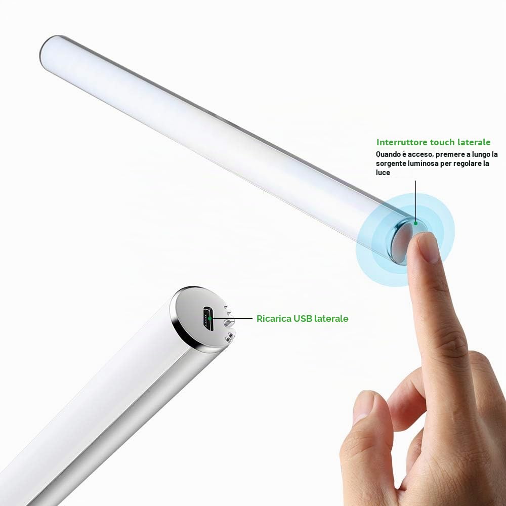 Lixada Luce per specchio cosmetico, luce portatile per trucco, controllo tattile/ricaricabile tramite USB, per illuminazione di specchi da bagno