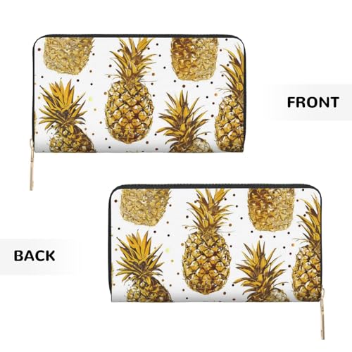Gold Glitter Pineapples Fruit Printed Long Wallet for Women Men Cute Coin Purse with Card Holder3