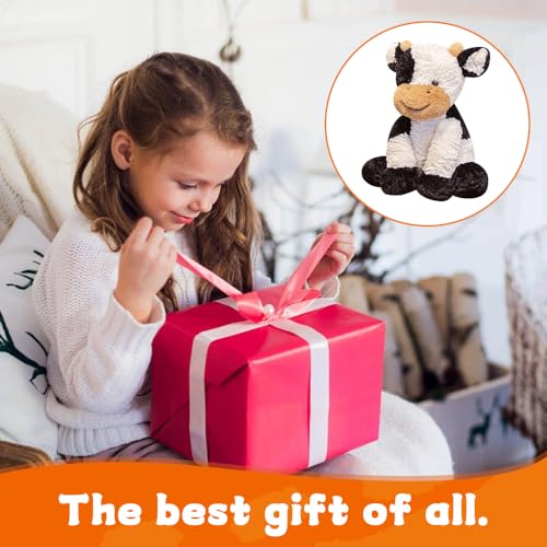 Mineup Plüschtiere Kuh, 25 cm Kuh Plüschtier, Kuh Plüschkissen, Plüschkissen, niedliche Plüschtiere, schwarz und weiß Plüschtiere, Geburtstag, Weihnachten, Geschenke für Jungen und Mädchen