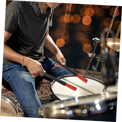 FAVOMOTO 1 par de brochas para batería con mango cómodo para principiantes, accesorio para batería para música jazz y acústica miniatura 5