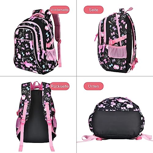 TianMaiGeLun Travel Backpack for Women Water-resistant Floral Laptop Backpack Travel Daypack,Black2