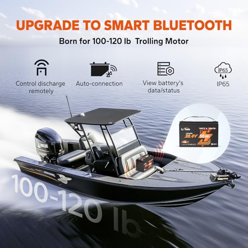 LiTime 36V 50Ah Trolling Motor Bluetooth Low-Temp Protection LiFePO4 Battery Buit in 50A BMS, Deep Cycle Group31 Lithium Iron Phosphate Battery Perfect for Trolling Motors, Marine, Boat, Home Energy