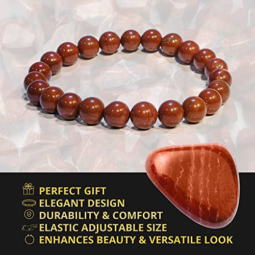 Image of ANAYA AGATE Healing Crystal Bracelet for Women and Men - 8mm Round Beaded Bracelet for Men and Women - Unisex Stretchy Gemstone Bracelet for Healing and Protection