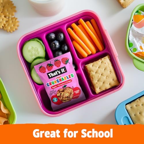 Image of That's it. Fruit Crunchables Apple + Strawberry Crisps, 15-Pack - 100% Real Fruit Snacks for Kids, Plant-Based, Non-GMO, Gluten-Free, No Sugar Added, Allergen-Free, Healthy Lunchbox Snack