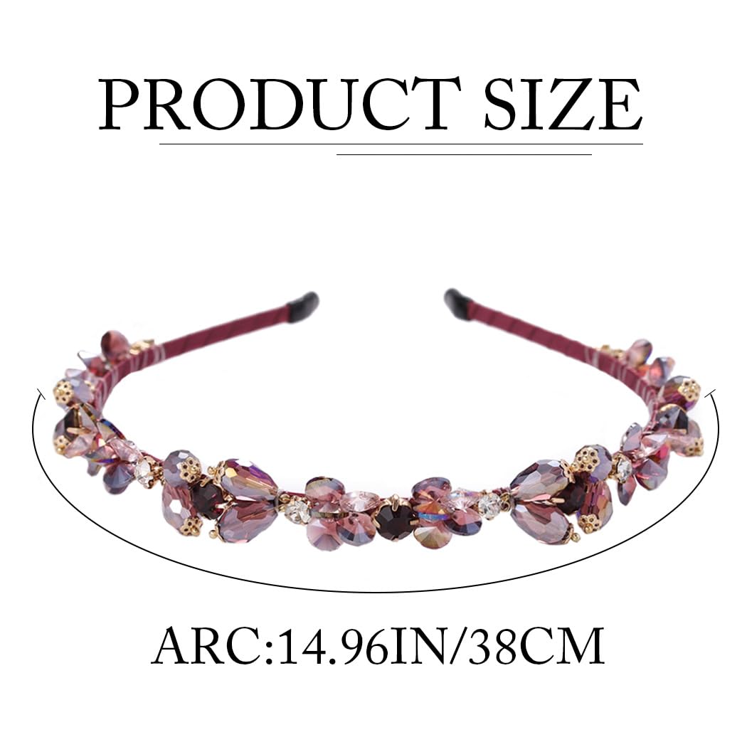 Barock Strass Stirnbänder Lila Dünn Haarband Bling Kristall Perlen Stirnband für Frauen und Mädchen (Typ A)