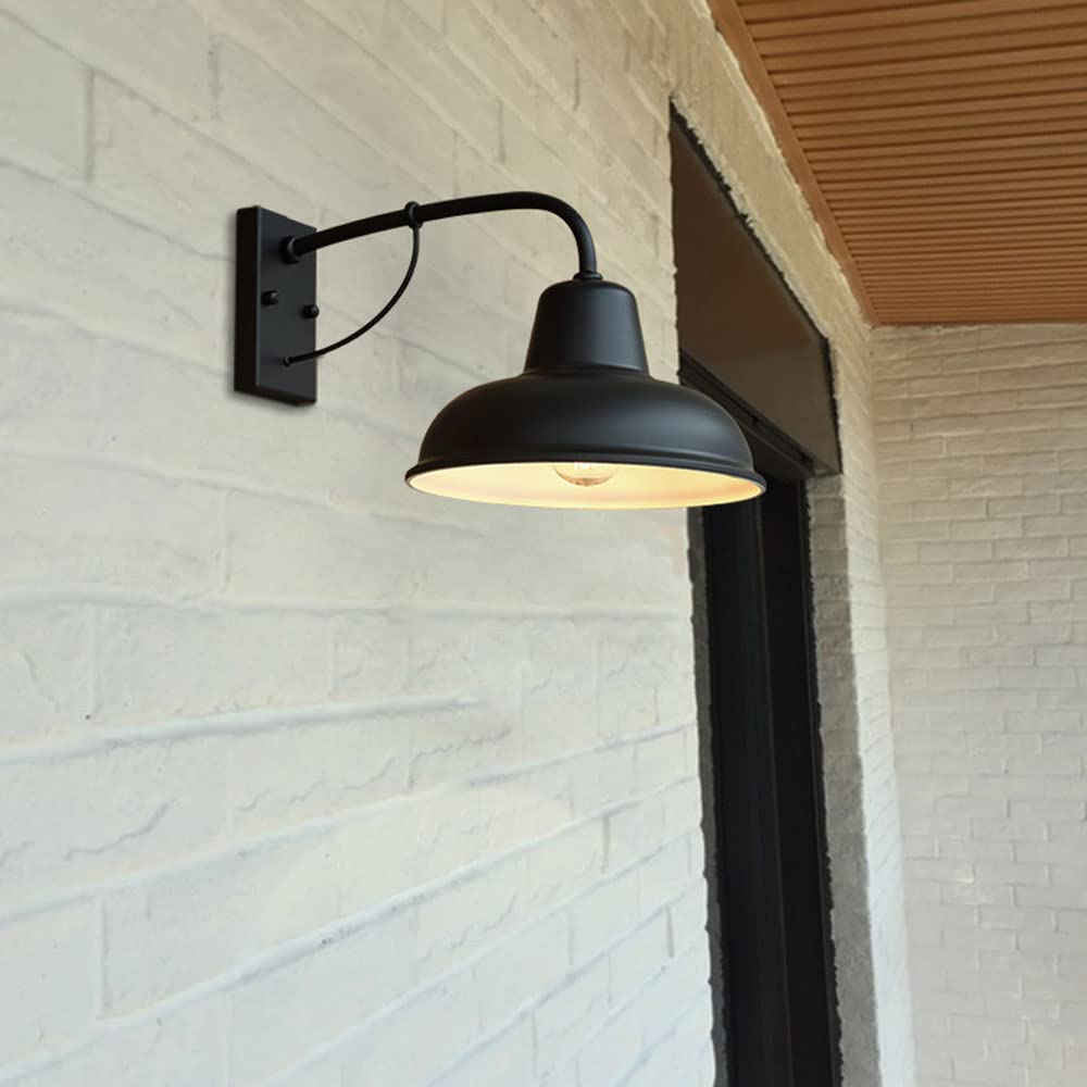 Aplique de pared para exteriores, luz de granero con cuello de cisne de granja, luces de montaje en pared exterior, lámpara de pared con farol de pared negro mate, para iluminación exterior para