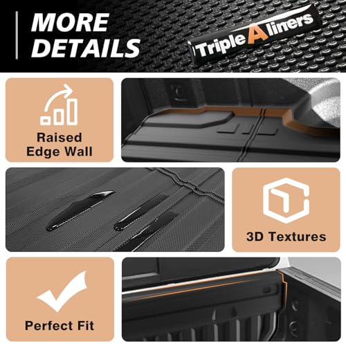 Image of TripleAliners Truck Bed Mat Compatible with Chevy Colorado /GMC Canyon 2023 2024 2025 2026 Perfectly Flush All Weather Protection TPE Heavy Duty 5FT Bed & Cab Wall Cargo Mat (w /Cab Wall Protector)