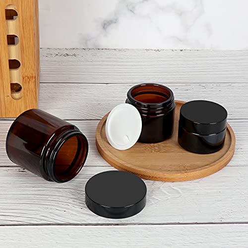 15 Pack 1 Oz Empty Amber Glass Jars, 30Ml Round Refillable Cosmetic Container Storage Jars With Inner Liners And Black Lids,Perfect Travel Jars For Cosmetics,Face Cream Lotion And More Beauty Products #TOP2
