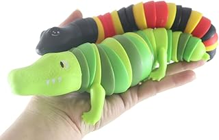 Snake and Alligator Fidgets - Set of 2 - Large Wiggle Crocodile Articulated Jointed Moving Creature Toy - Unique (Random Colors)