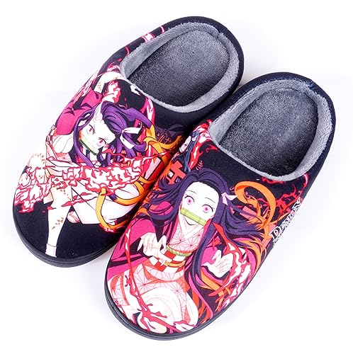WANHONGYUE Anime Kamado Nezuko Slippers Women Men Fuzzy House Slippers Winter Anti-slip Indoor and Outdoor Slip on Shoes