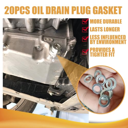Image of 20PCS Oil Drain Plug Gasket Crush Washer, 9956-41-400 Aluminum Oil Drain Plug Crush Washer Replacement for Mazda