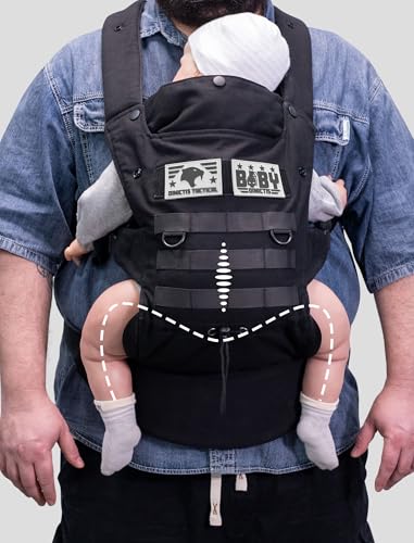 Ergonomic Lumbar Support Baby Carrier for Infants to Toddlers (8-33 lbs), Cozy and Lightweight Military Baby Carrier for Plus Size Parents- Black