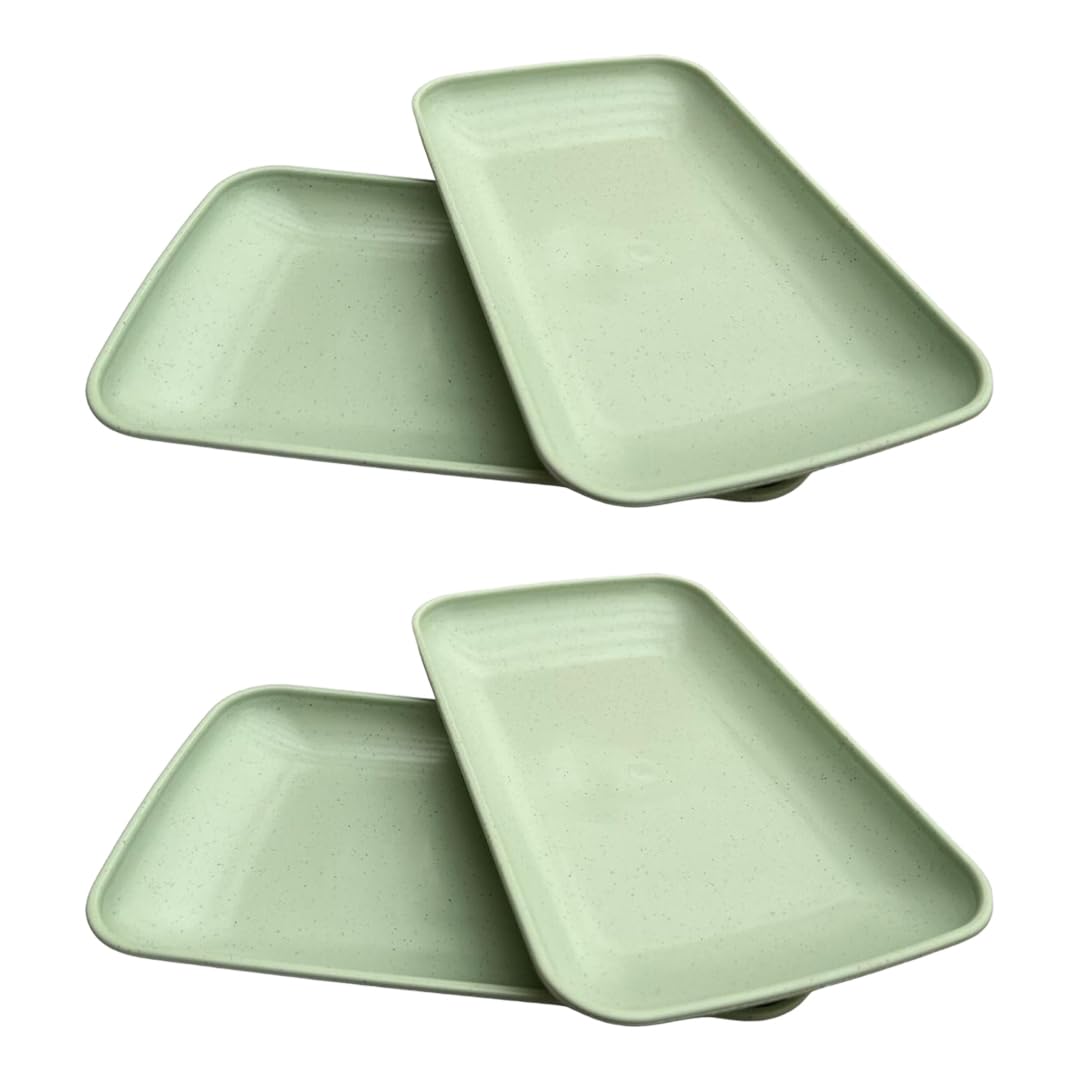 Irida Naturals Wheat Straw & Bamboo Fiber Rectangle Serving Plates | 350ml Pack of 4 | Eco-friendly, Lightweight & Unbreakable Plates | Microwave Safe Side Plates | For Hot & Cold Serving (Mint Green) (B0D8VN1KVY) Amazon Price History, Amazon Price Tracker