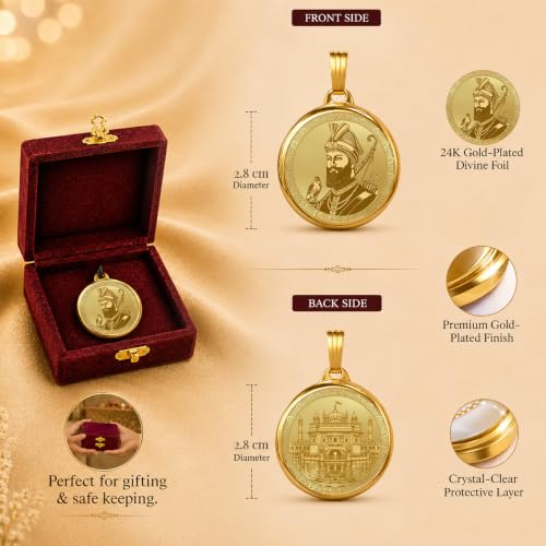 Image of DIVINITI 24K Gold Plated Double-Sided Religious Pendant with Premium Gift Box, Spiritual Locket for Men & Women, Devotional Jewellery for Gifting & Everyday Wear