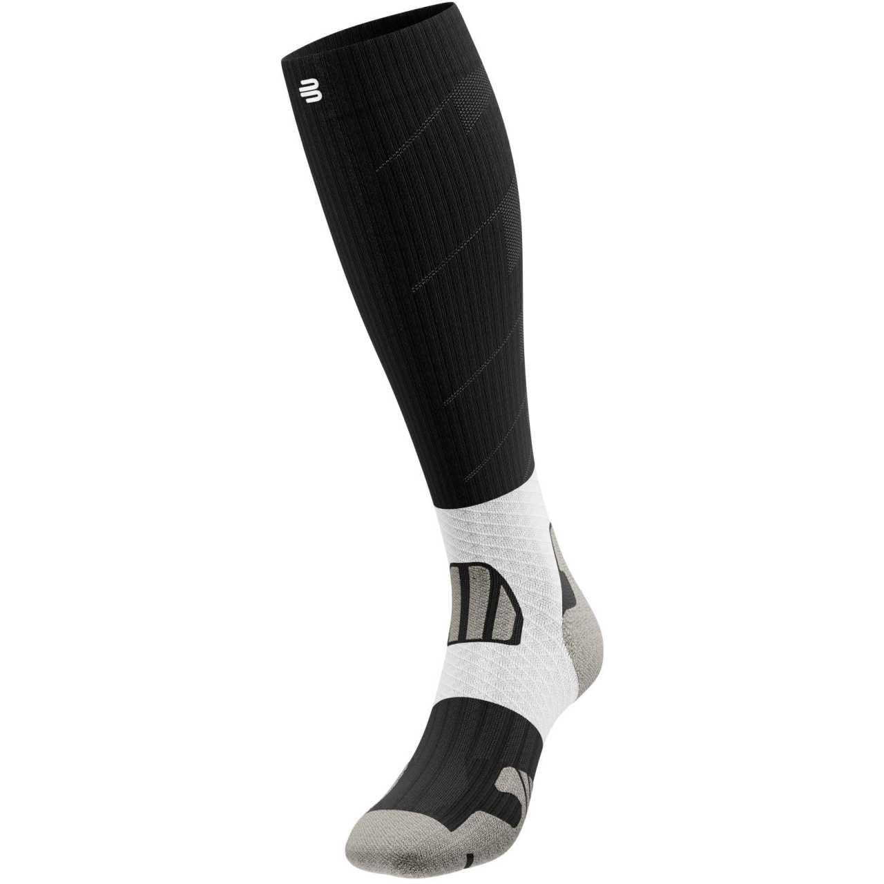 BAUERFEIND Skarpety do biegania w terenie "Trail Run Compression Socks", męskie skarpety sportowe z kompresją, stabilność w stawie skokowym, 1 para, carbon czarny, 38
