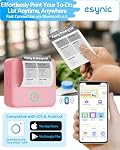 eSynic Rechargeable Mini Sticker Printer Machine-Portable Bluetooth mini impresora portátil with Inkless Printing for Study Notes/Journal/Photos Includes 10 Rolls Adhesive & Thermal Paper