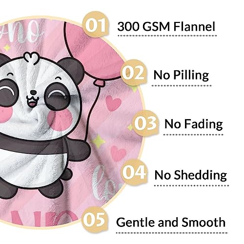 Personalized Panda Blanket Gifts with Name - 30"x40" Cute Throw Blanket for Kids, Adults - Pink Soft Fuzzy Blankets for Couch & Office
