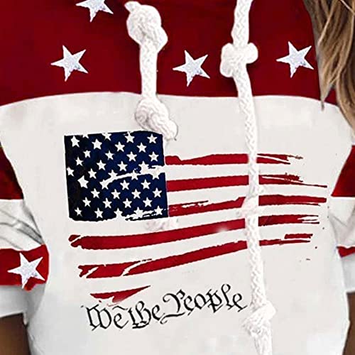 Yancoss Women'S American Flag Hoodie Sweatshirt Fashion Long Sleeve Sweatshirt Top 4Th Of July Gift Patriotic Sweatshirt Red Xl thumb #3