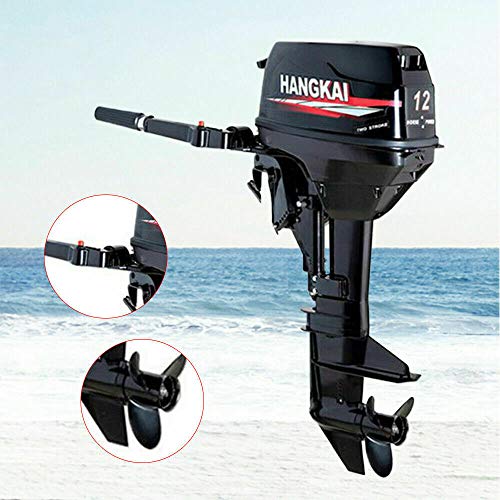 LianDu Outboard Motor Boat Engine 169CC 8.8KW 12HP Gasoline Outboard Motor Marine Inflatable Fishing Boat Engine Yacht Motor CDI Water Cooling System, 6.3 Gallon Fuel Tank