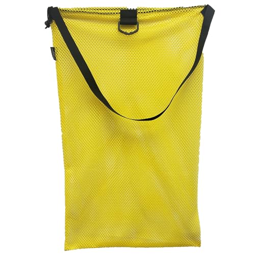 JCS Mesh Drawstring Tote Bag with Shoulder Strap & D-Ring, Medium, Approx. 18inch x 30inch
