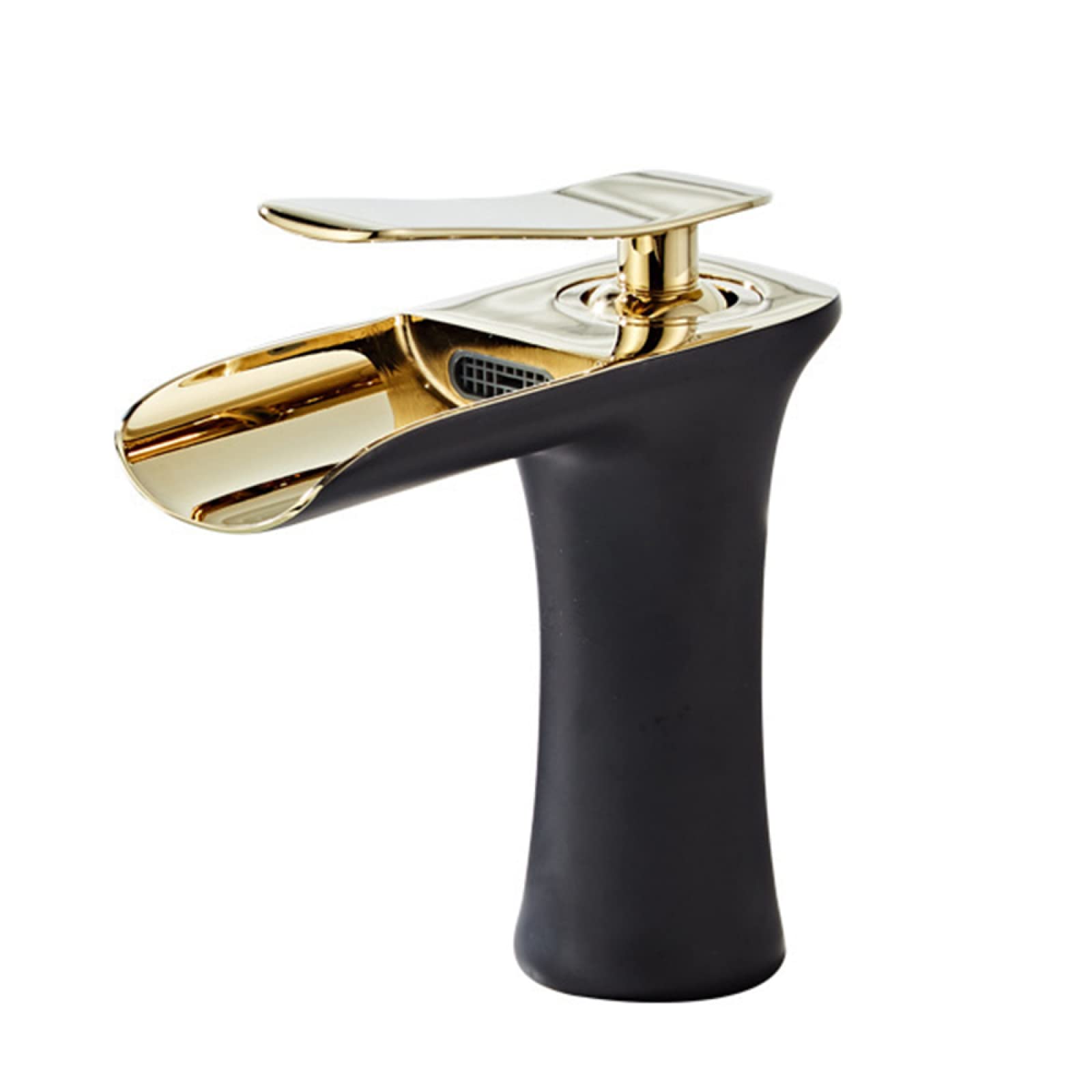 Robinet mitigeur de lavabo à poignée unique avec jet cascade noir mat eau chaude froide
