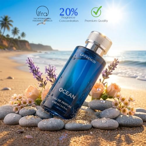 Image of La French Ocean Unisex Perfume 100ml | Long-Lasting Premium Perfume | Fresh & Bold Fragrance with Bergamot, Lavender & Lemon Notes | Premium Perfume for Men & Women