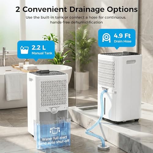Image of 4000 sq.ft Dehumidifier for Basement, Trazico 45 Pint Dehumidifiers for Home with Drain Hose, Smart Humidity Control, 24H Timer, Auto Defrost, Ideal for Large Room, Bathroom, Bedroom, Garage, Black